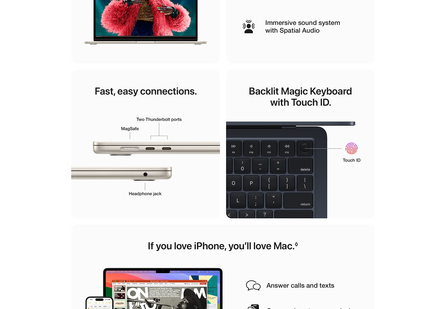 Fast, easy connections. Backlit Magic Keyboard with Touch ID.